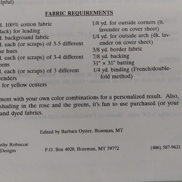 Rose Wall Quilt Sewing Pattern #401 Fabric Stained Glass Quilting - Picture 7 of 8